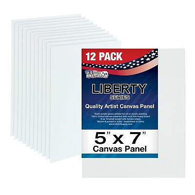 #ad Blank Cotton Canvas Panels 5quot;x7quot; 12 Pack Mounted Art Boards Paint Supplies Craft $10.99