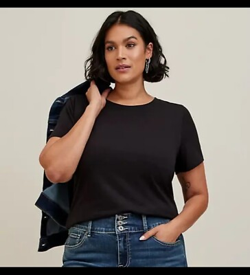 #ad Torrid Signature Everyday Crew Neck Jersey Tee Classic Fit Black Top Size 4X 4 $18.00