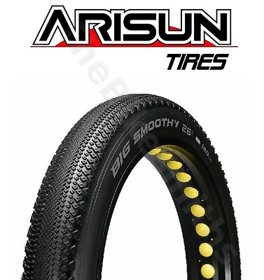 #ad Arisun Big Smoothy 26x4.0 Fat Bike Tire Fast Hardpack Street Path Semi Slick $50.50
