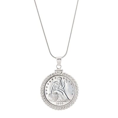 #ad NEW Sterling Silver Twisted Wire Seated Liberty Quarter Coin Pendant 12655 $179.95