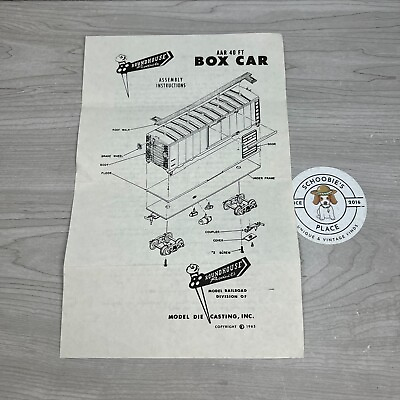#ad HO Scale Roundhouse AAR 40#x27; Box Car INSTRUCTIONS ONLY BOOKLET Parts Assembly Vtg $6.29