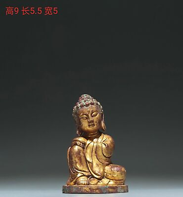 #ad 3.5quot; Old Antique Handmade Tang Dynasty Bronze 24k gilt Shakyamuni Buddha statue $655.70