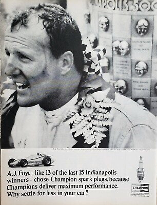#ad Foyt Champion Spark Plug Vintage 1960 Print Ads Why Settle For Less? $35.99