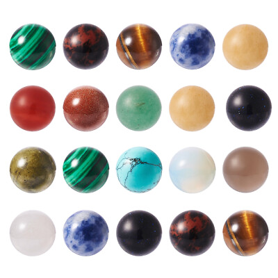 #ad 50pcs Undrilled Assorted Gemstone Stone Beads Round Smooth Beads No Hole 10 11mm $12.73