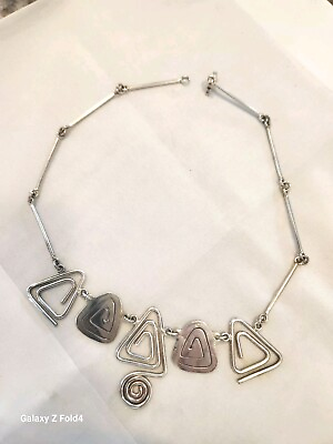 #ad All Sterling Geometric Necklace 18quot; $100.00