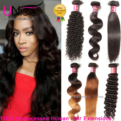 #ad Peruvian Body Wave Human Hair 1 3Bundles UNice Curly Straight Hair Extensions US $181.71