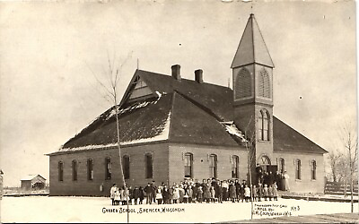#ad GRADED SCHOOL real photo postcard rppc SPENCER WISCONSIN WI $20.00
