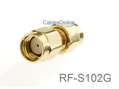 #ad RP SMA Male to Male Gold Plated Coupler Gender Changer CablesOnline RF S102G $5.95