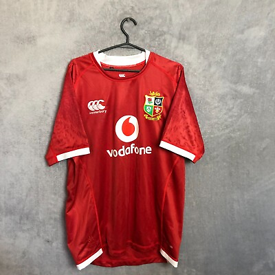 #ad British amp; Irish Lions Jersey Rugby Shirt Red Canterbury Polyester Mens Size XL $29.75