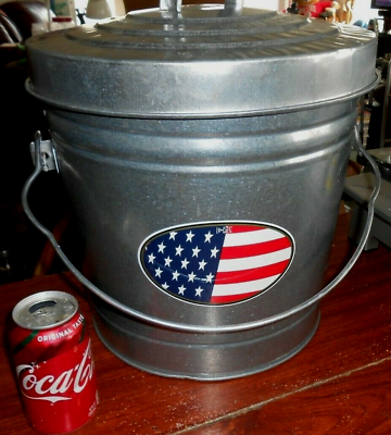 #ad Feed Seed Ice Trash Bucket Galvanized Steel Trash Can Varmint Proof Lid 8gal NEW $39.99