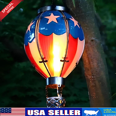 #ad Hot Air Balloon Solar Lantern with Flickering Flame Light Solar Hanging Light. $18.99