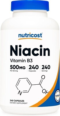 #ad Niacin 500mg Anti aging Supplement Energy Production 240 Capsules. $19.59