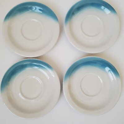 #ad Jackson China Turquoise Blue Airbrushed Bread Butter Plates 5.5quot; lot of 4 $15.00