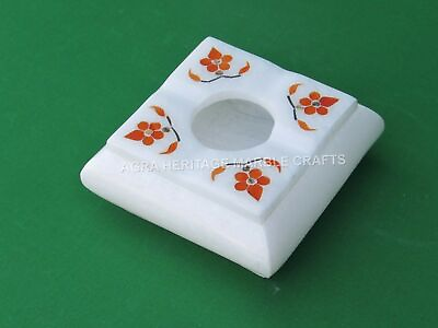 #ad 4quot; Decorative Handmade Marble White Ashtray Hakik Inlay Design Patio Decor E730 $74.29