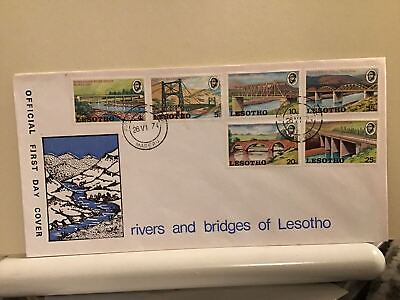 #ad Lesotho 1974 official FDC Rivers amp; Bridges multi stamp cover R25704 GBP 7.04