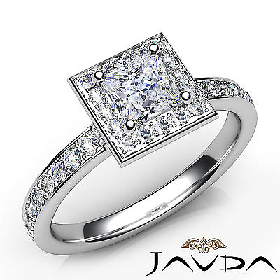 #ad Cathedral Halo Pave Set Princess Shape Diamond Engagement Ring GIA F VS1 0.95Ct $3199.00