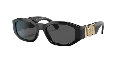 #ad VERSACE VE4361 GB1 87 Medusa Biggie Black Gold Grey Lens Sunglasses Authentic $154.95
