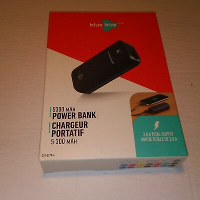 #ad #ad Blue Hive Power bank 5300 MAH 2.0 A Total Output New in box micro charging cable C $24.77