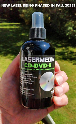 #ad CD DVD Cleaning Fluid Solution 8 Ounce Spray Bottle Made in USA Lasermedia $15.98