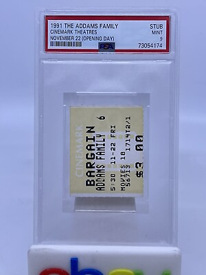#ad 1991 The Addams Family Ticket Stub Graded PSA 9 MINT OPENING DAY NOV 22 $800.00