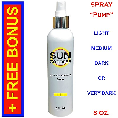 #ad SUN GODDESS Sunless Self Tanning Spray Pump 8 oz Mitt Gloves amp; Best Tanner $39.99