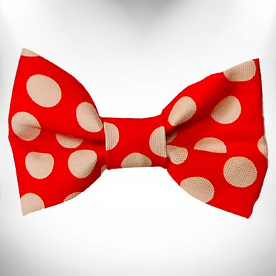 #ad Polka Dot Dog Bow Tie Tan Dot on Red $27.38