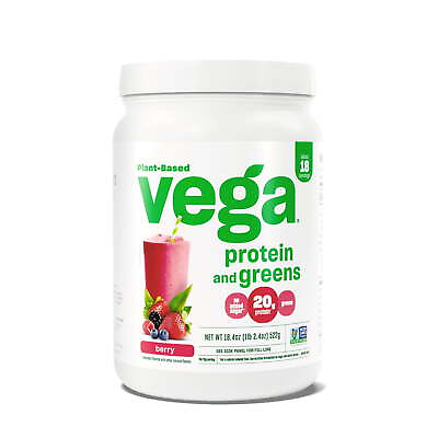 #ad Vega Plant Protein amp; Greens Powder Berry 20g Protein 1.1 lb 18.4 oz Gluten free $23.49