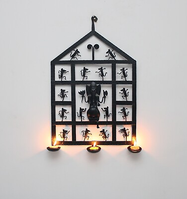 #ad Shree Kala T Light Wall Hanging Bastar Art Ganesha With Mouse Home Decor $114.99