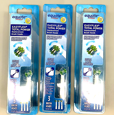Equate EasyFlex Total Power Replacement Toothbrush 3 Heads x 3 PK Damaged Box $28.90