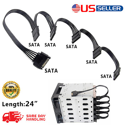 #ad SATA Power 15 Pin 1 Male To 5 Female Splitter Hard Drive Cable for HDD SSD $7.89
