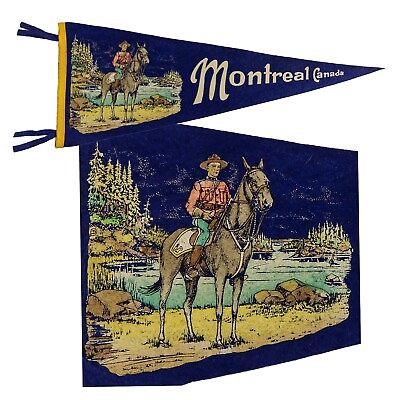 #ad ⭐ Beautiful MONTREAL CANADA Antique 28” Pennant Royal Canadian Mounted Police ⭐ $75.00