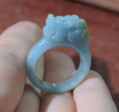 #ad Certified Yellow Natural 100% A Jadeite Jade Dragon Pi Xiu Ring NO. 6.5 # 415176 $102.40