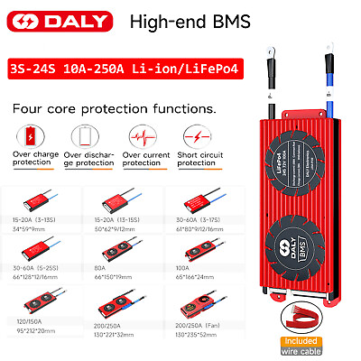 #ad Daly BMS 3S 24S 10A 250A Li ion LiFePo4 Battery Protection Board w Balance Lot $28.43