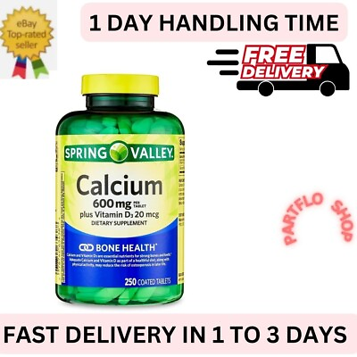 #ad Calcium 600 Mg Vitamin D3 800 IU Bone Muscle Nerve Health Support 250 Tabs $8.99