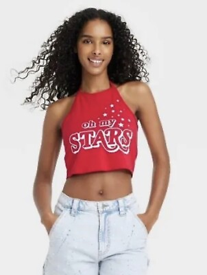 Women’s Halter Top Crop 4th of July “Oh my Stars” red XS $4.90