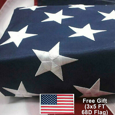 #ad US 5x8ft American Flag Heavy Duty Embroidered Stars Sewn Stripes Grommets Oxford $17.99
