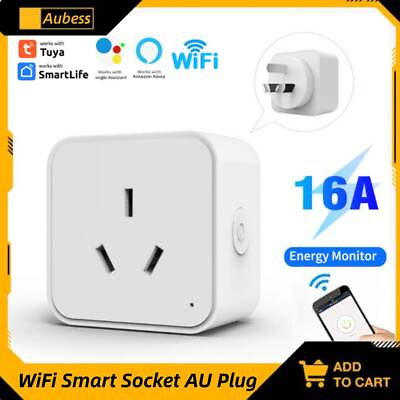 #ad Tuya WiFi Smart Socket AU Plug Wireless Adapter Timing 16A for Alexa Google Home $19.55