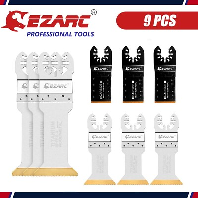 #ad 9PC EZARC Oscillating Multi Tool Blade Carbide Bi Metal Saw Blades Metal Nail $39.99