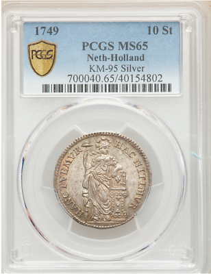 #ad 💎 Pure Gem Only few better Netherlands Holland 10 Stuivers 1749 PCGS MS65 $649.00