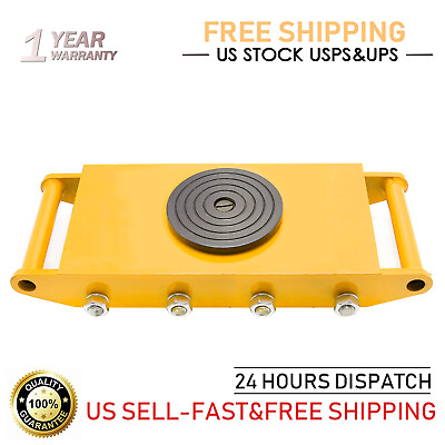 #ad Dolly Skate Machinery Mover Heavy Duty Cargo Trolley Casters 12T Yellow PU 360° $92.07