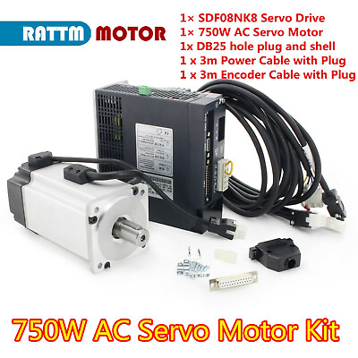 #ad 750W AC Servo Motor 2.39Nm 3000rpm 220VDriver Controller Kit CNC Router Milling $240.00