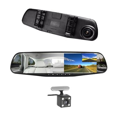 #ad Car DVR Rear View Mirror Video Recroder 4.3quot; inch Back Up Car Dual Lens Cam N... $54.25