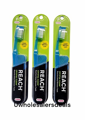 #ad 3 Reach Toothbrush Crystal Clean FIRM Bristles Hard BLUE Color Toothbrushes $8.49