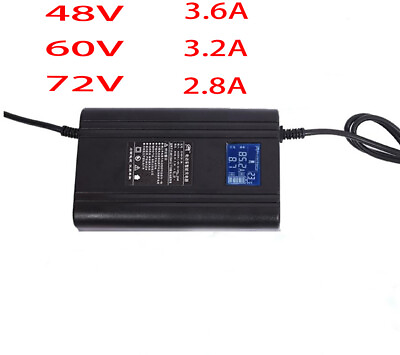 #ad 48V 60V 72V 2.8A 3.2A 3.6A Li ion LiPo Lifepo4 Lithium Battery Charger with LCD $42.75