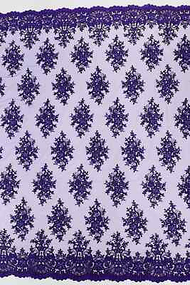 #ad Isabela Bead Design Purple Embroidery Beaded Sequins Mesh Fabric by Yard $59.36