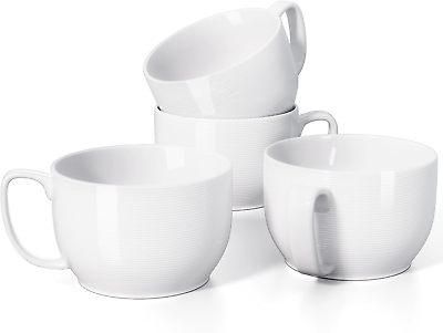 #ad Porcelain Large Coffee Mugs Set Jumbo Mugs Soup Bowls with Handles $47.99