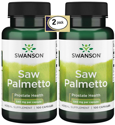 #ad 2 Pack SAW PALMETTO 540mg 200 caps 2x100 Prostate Urinary Tract Health Fresh $14.90