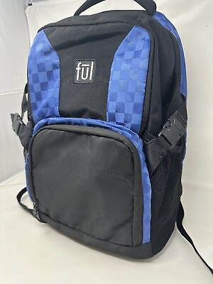 #ad Fūl Ful Black Blue Trim Laptop Carry On Hiking Walking Gym School Bag Backpack $28.99