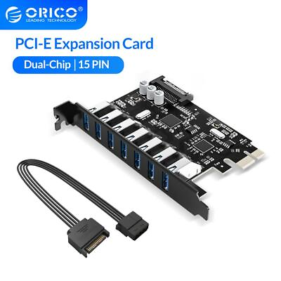ORICO 7 Port PCI Express To USB 3.0 Controller Card amp;15pin SATA Power Connector $12.99