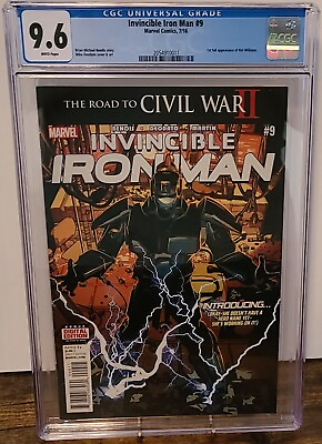 #ad INVINCIBLE IRON MAN ISSUE #9 CGC 9.6 1st Full Appearance of Riri Williams. $350.00